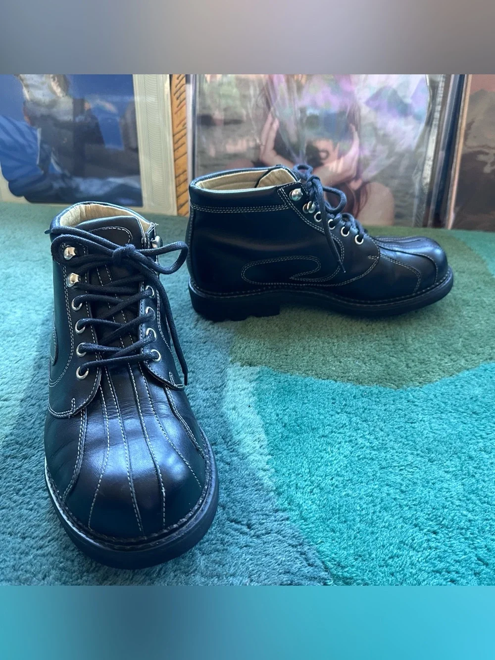 Fluevog VINTAGE EXCELLENT Angels Supervog black swirl ankle boot -W8.5/M7 - Picture 3 of 16